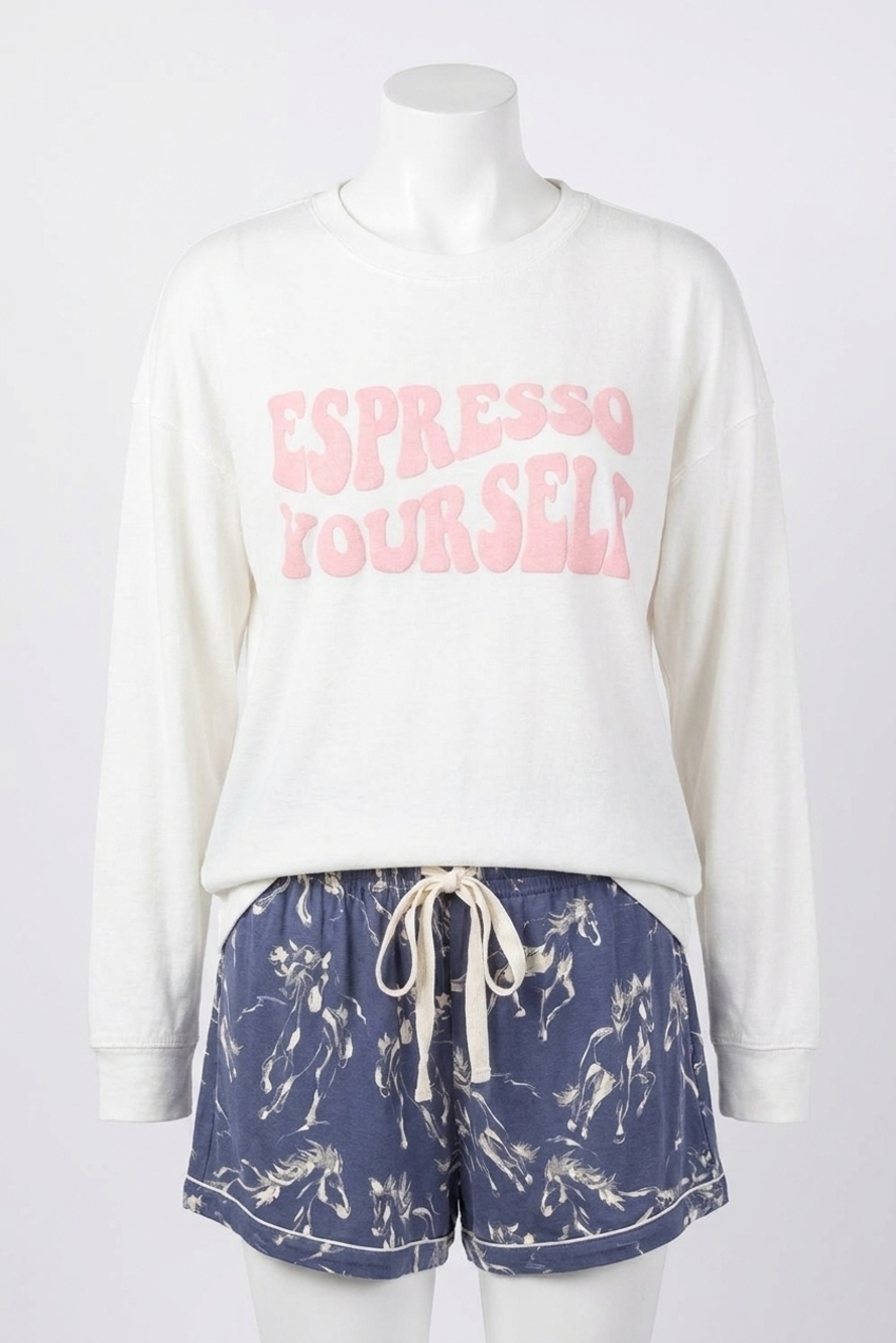 NEW PJ SALVAGE espresso yourself flannels long sleeve top in natural